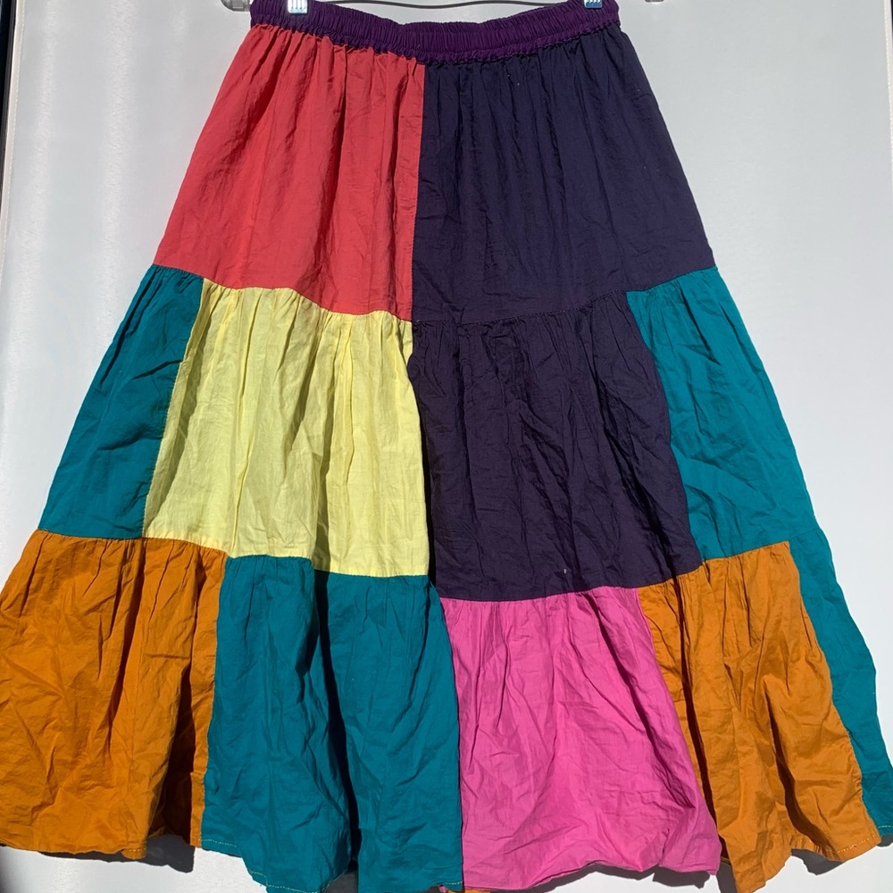 Momo Multicolor Patchwork Cotton Prairie Skirt On… - image 3